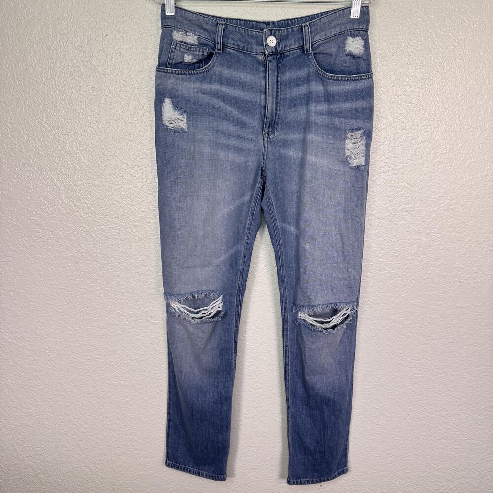 Cloth & Stone Jeans Womens Small Distressed Straight Tencel Lyocell Light Wash - Picture 1 of 11